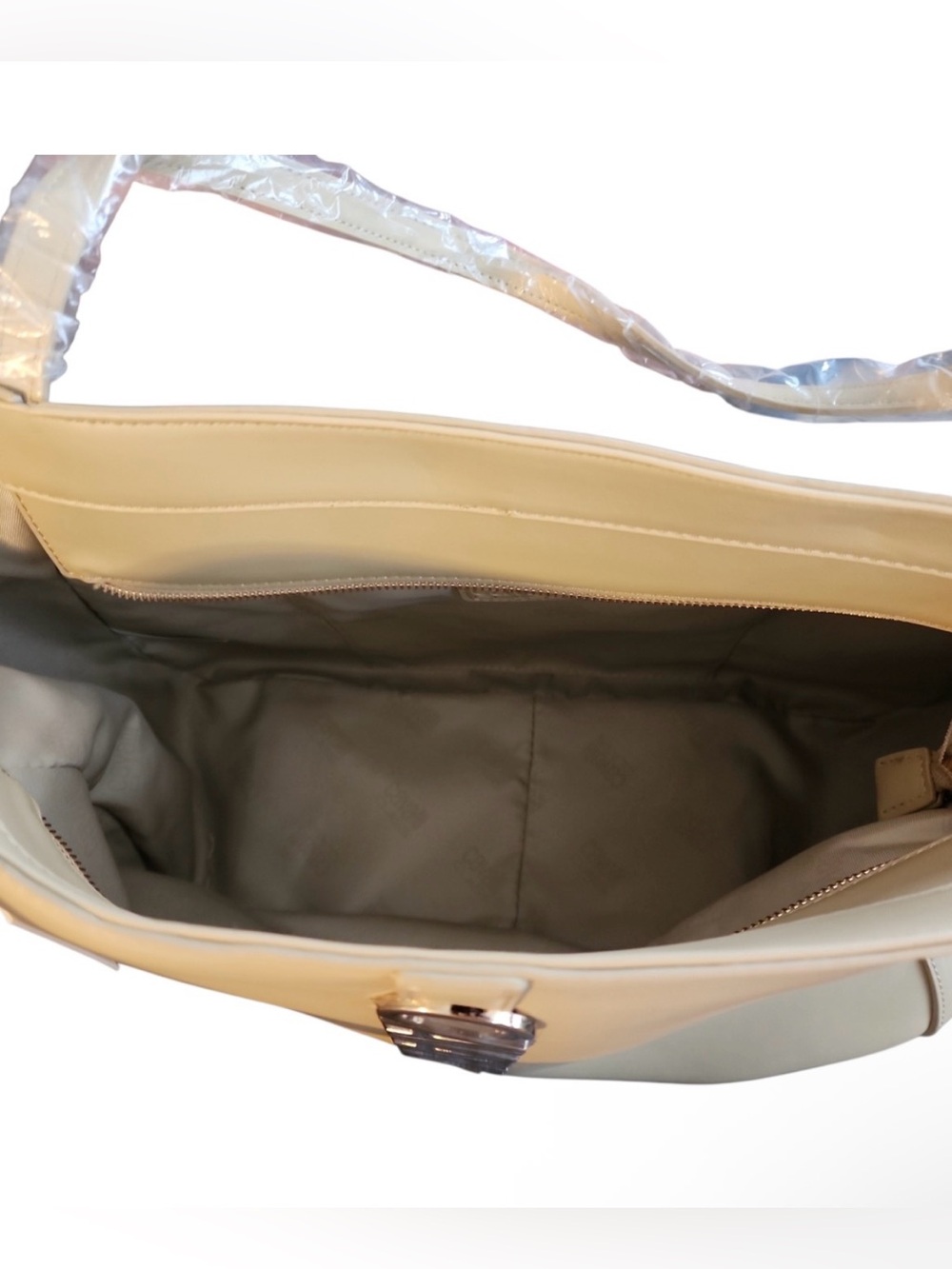 NWT $118 XL Cavalli Class Beige Tote Bag Gorgeous! Mint w/it’s own name bag - Picture 2 of 3